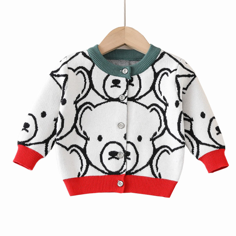 Tecknad björn långärmad cardigan tröja barn