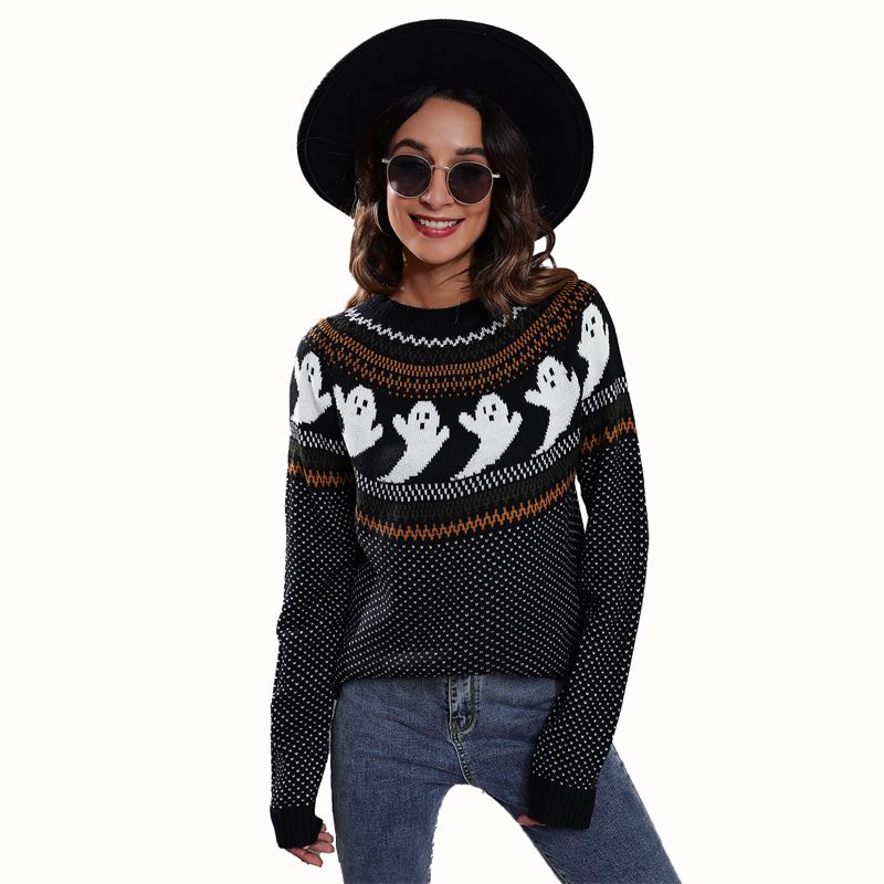 Halloween tema pullover tröja kvinnor