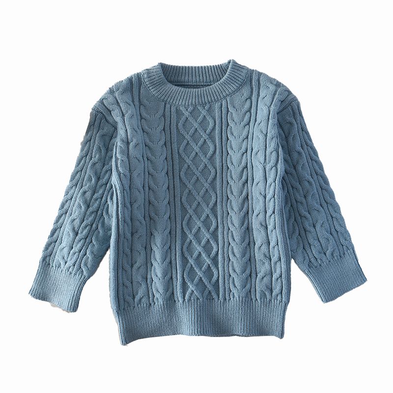 Stickad jacquard crewneck barn tröja