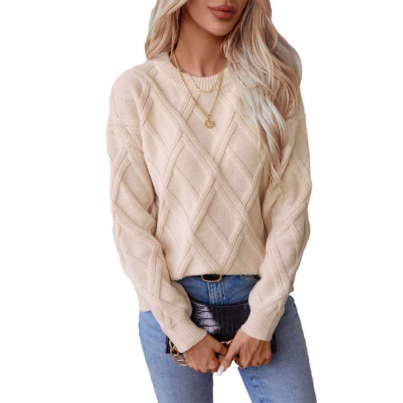 Långärmad besättning nacke pullover stickad tröja