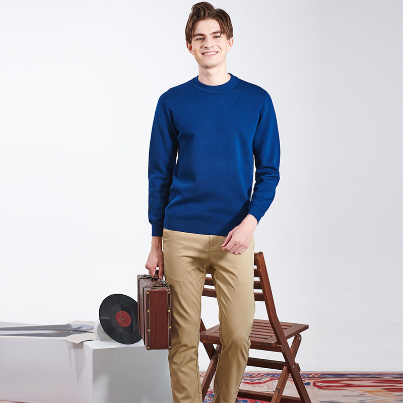 Män Mock Neck Pullover Tröja