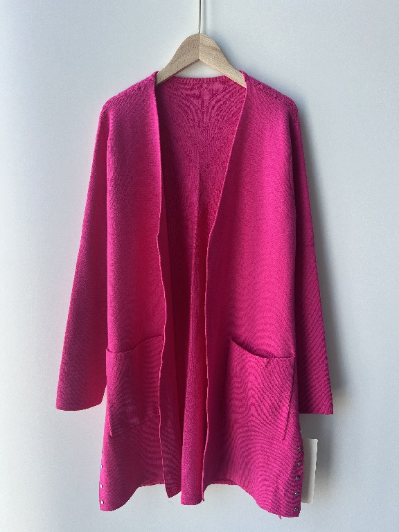 Pocket Red Knit Women's Cardigan tröja