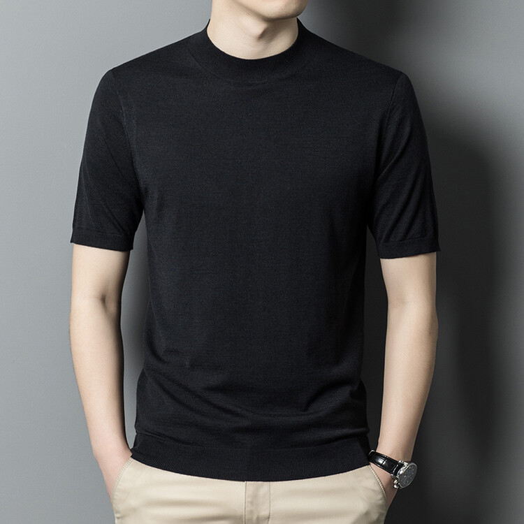 Kort ärmbesättningshals Slim Pullover tröja