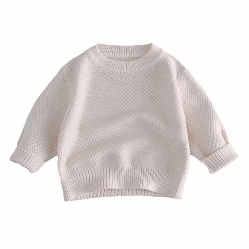 Solid Color Roundneck Knit Children tröja
