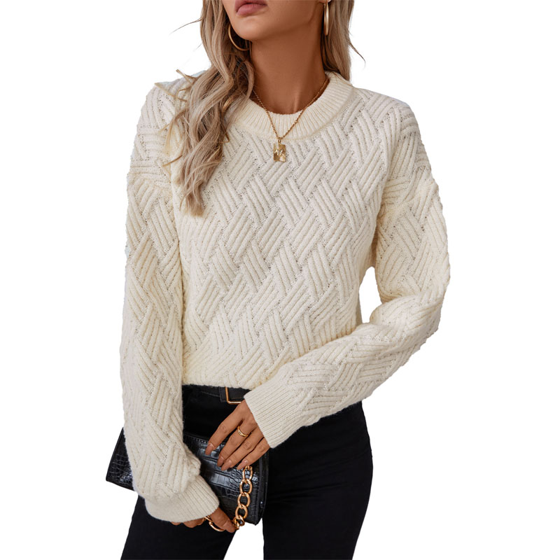 Women Crew Neck Vintage Knit tröja