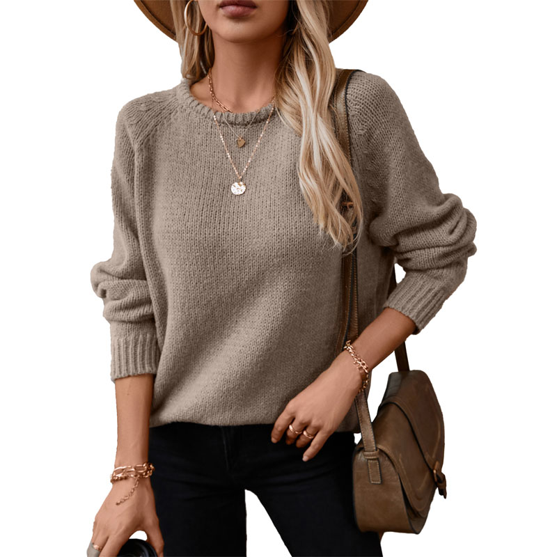 Kvinnor Runda nacke Pullover Hem tröja
