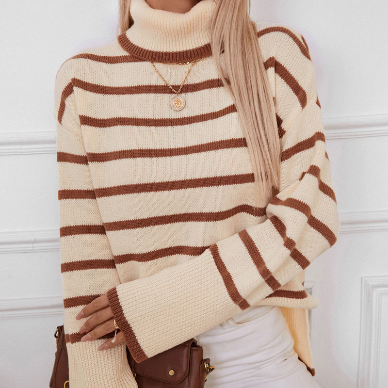 Kvinnor Turtleneck randig tröja